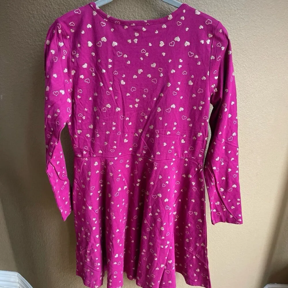 NWT The Children’s Place Pink Dress with Gold Hearts Girls Size XXL - Picture 4 of 5